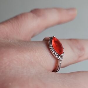 Silver, Carmelian & Quartz Gemstone Ring, New In Package, Sz 6 NWT